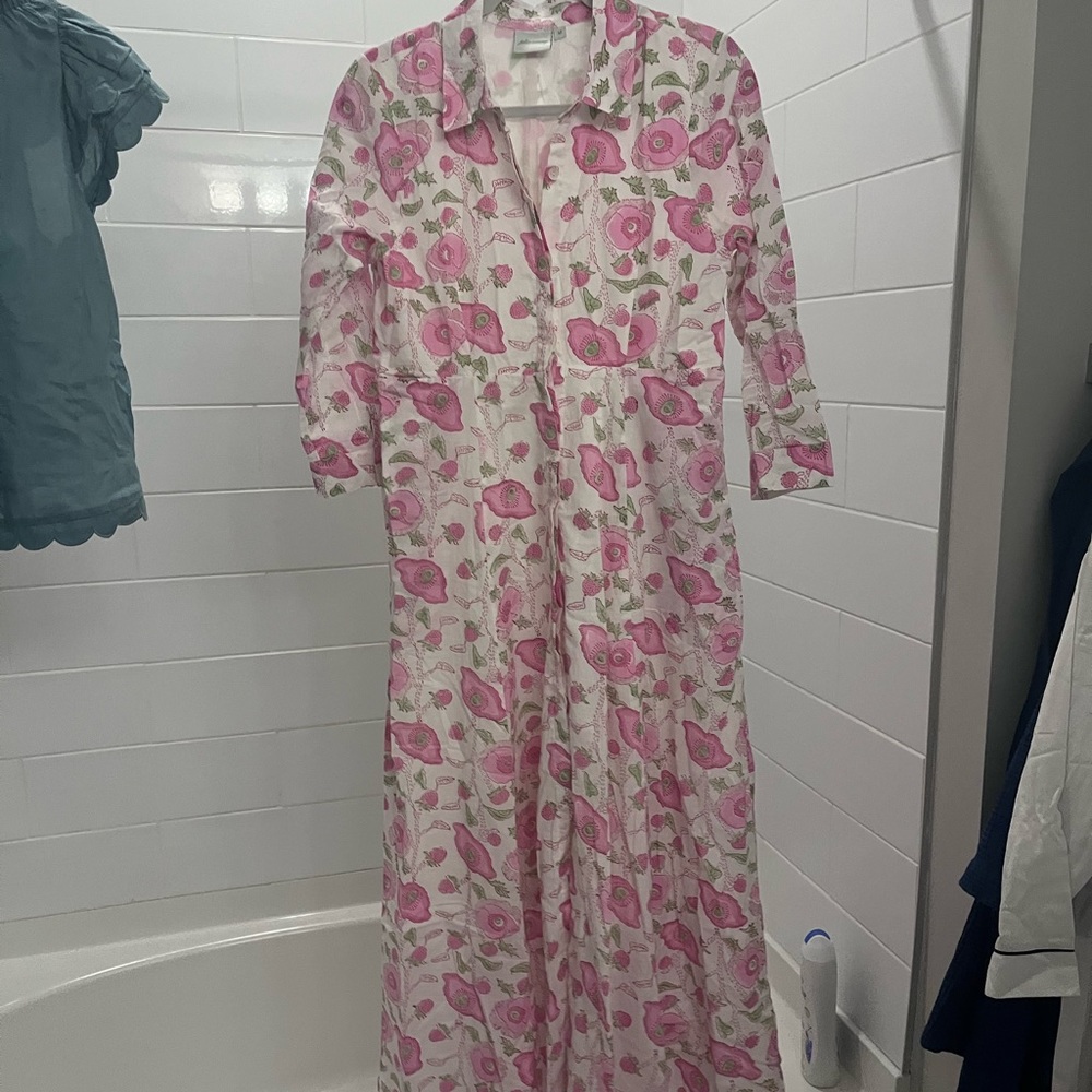 Julia amory maxi dress with sleeves, pink, size medium, like new